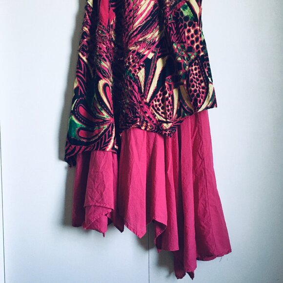 Pink Batik Womens Fairy Grunge Two Layer Handkerchief Hem Maxi Dress - Picture 7 of 16